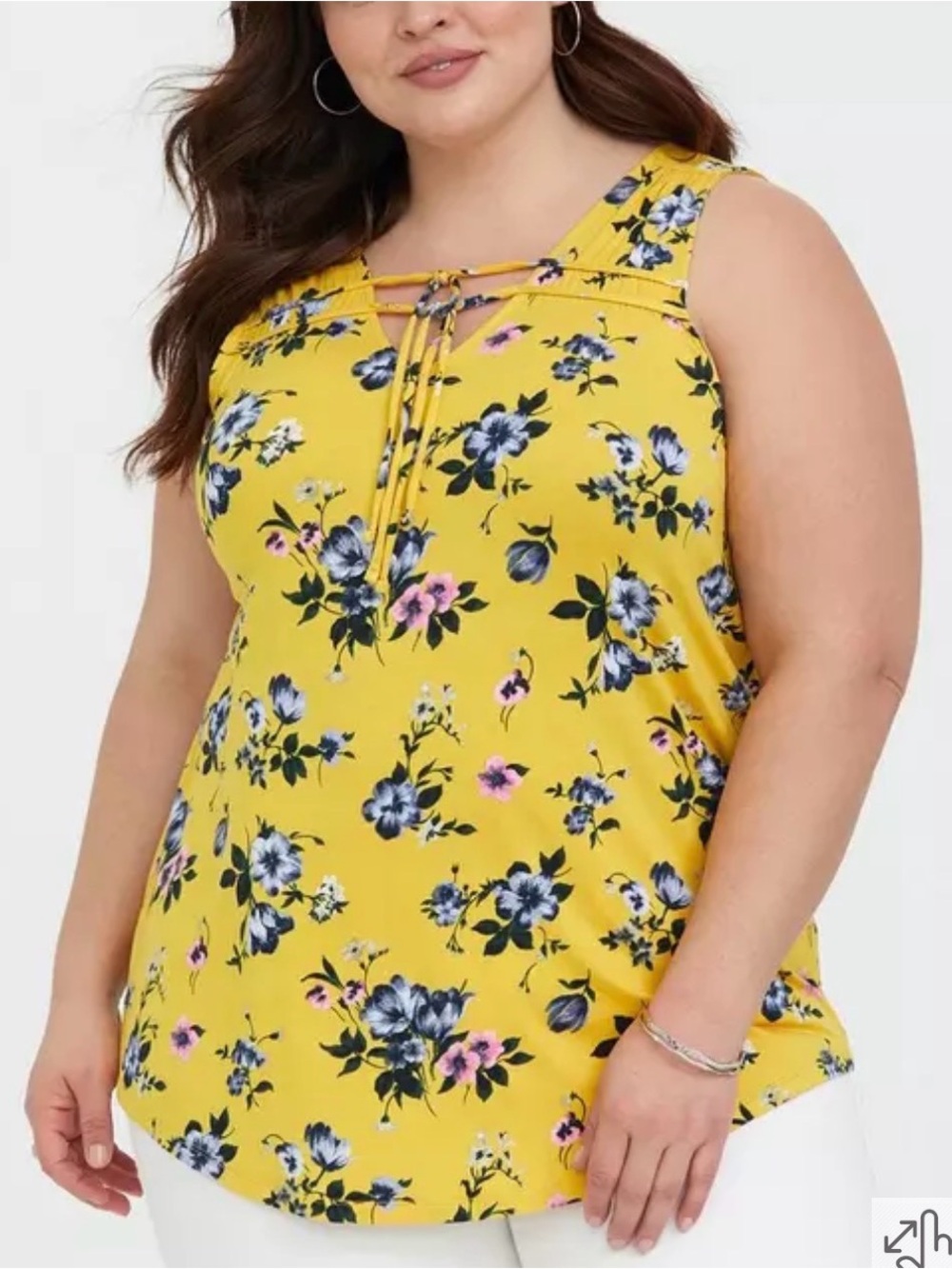 Torrid Super Soft Floral Yellow Sleeveless Top
